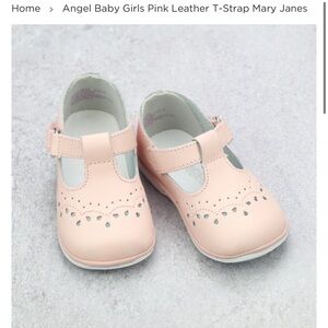 Angel Pink T-Strap Mary Jane’s with Brogue Details
